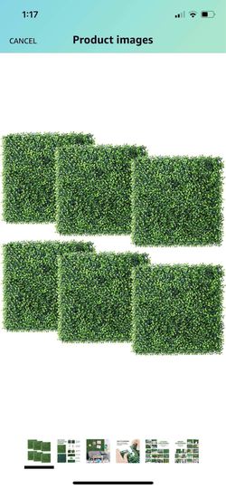 Artificial Boxwood Hedge Panels, 20"x20" Grass Wall, Green Backdrop Wall, Greenery Wall, UV Protected Privacy Hedge Screen Fence for Indoor, Outdoor,  Thumbnail