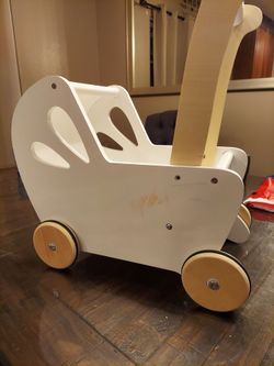 Wooden Toy Doll Pram Push Walker