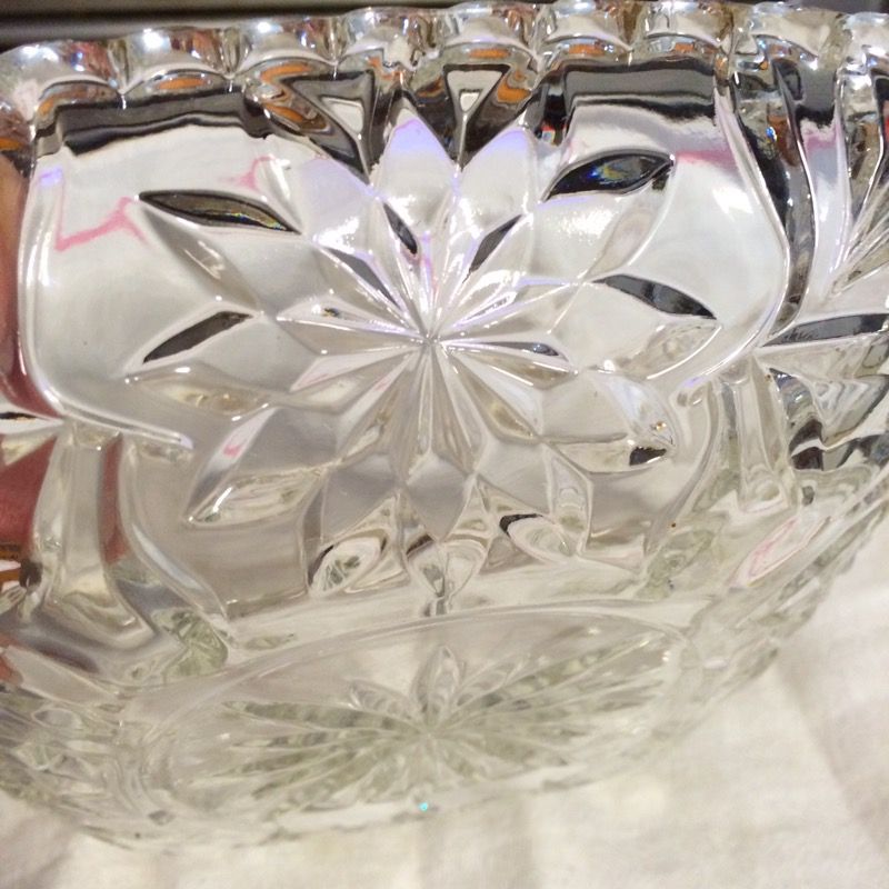 Square cut leaded glass square candy dish