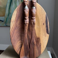Handcrafted Vintage Teak Wood Tongs ( firm on price )