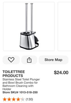 ToiletTree Products Stainless Steel Toilet Plunger and Bowl Brush Combo
