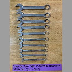Snap-On 12-Point SAE Flank Drive Combination Wrench Set (1/4'-3/4")