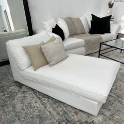 Plush Crate And Barrel Ivory Chaise Lounge 