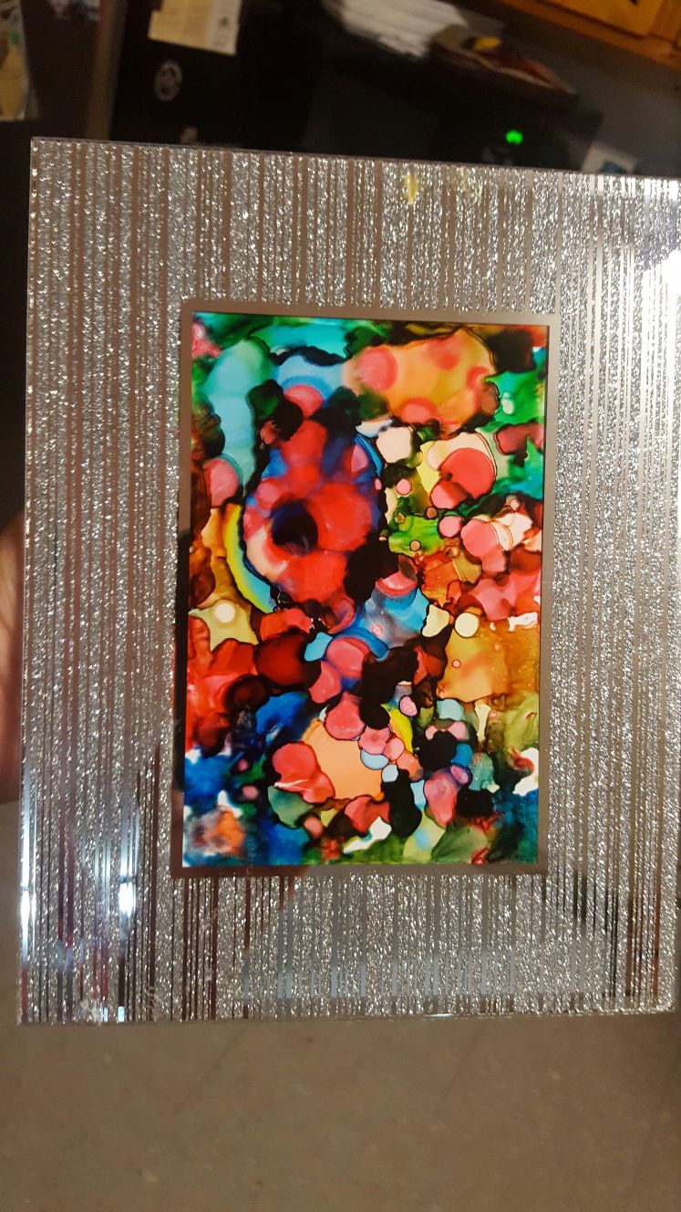 Glittered mirror frame, Abstract art mix colors