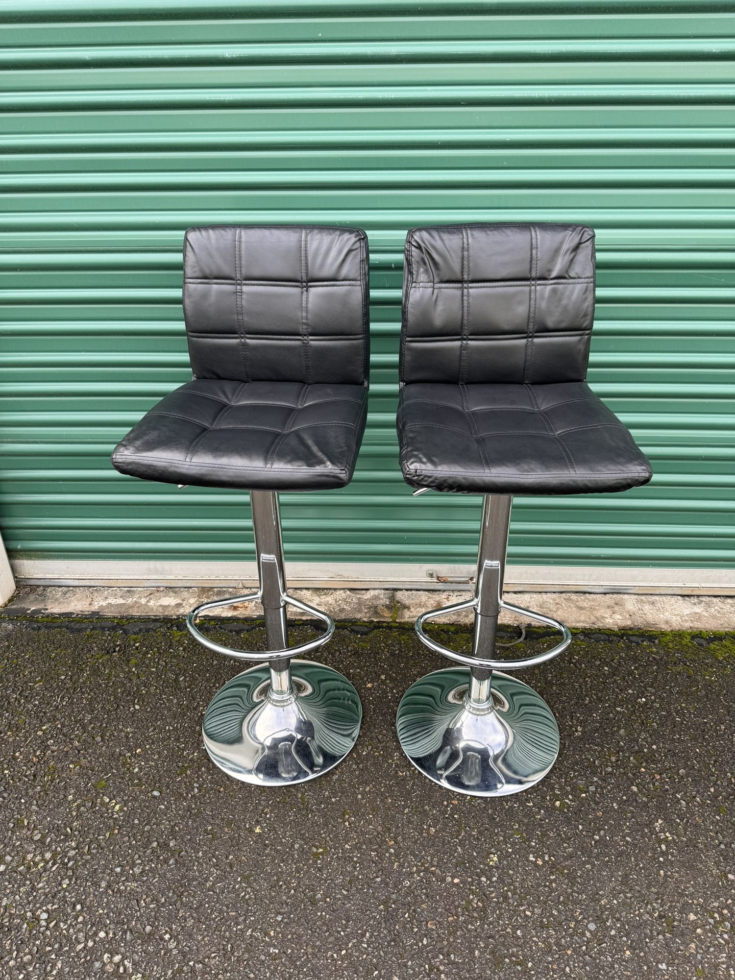 Swivel Adjustable Faux Leather Bar Stool Pair