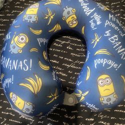 New Minions Travel Neck Pillow with , Cute Cartoon 100% Memory Foam Neck Support Pillow, Lightweight Travelling Pillow Set for Airplane, Car and H