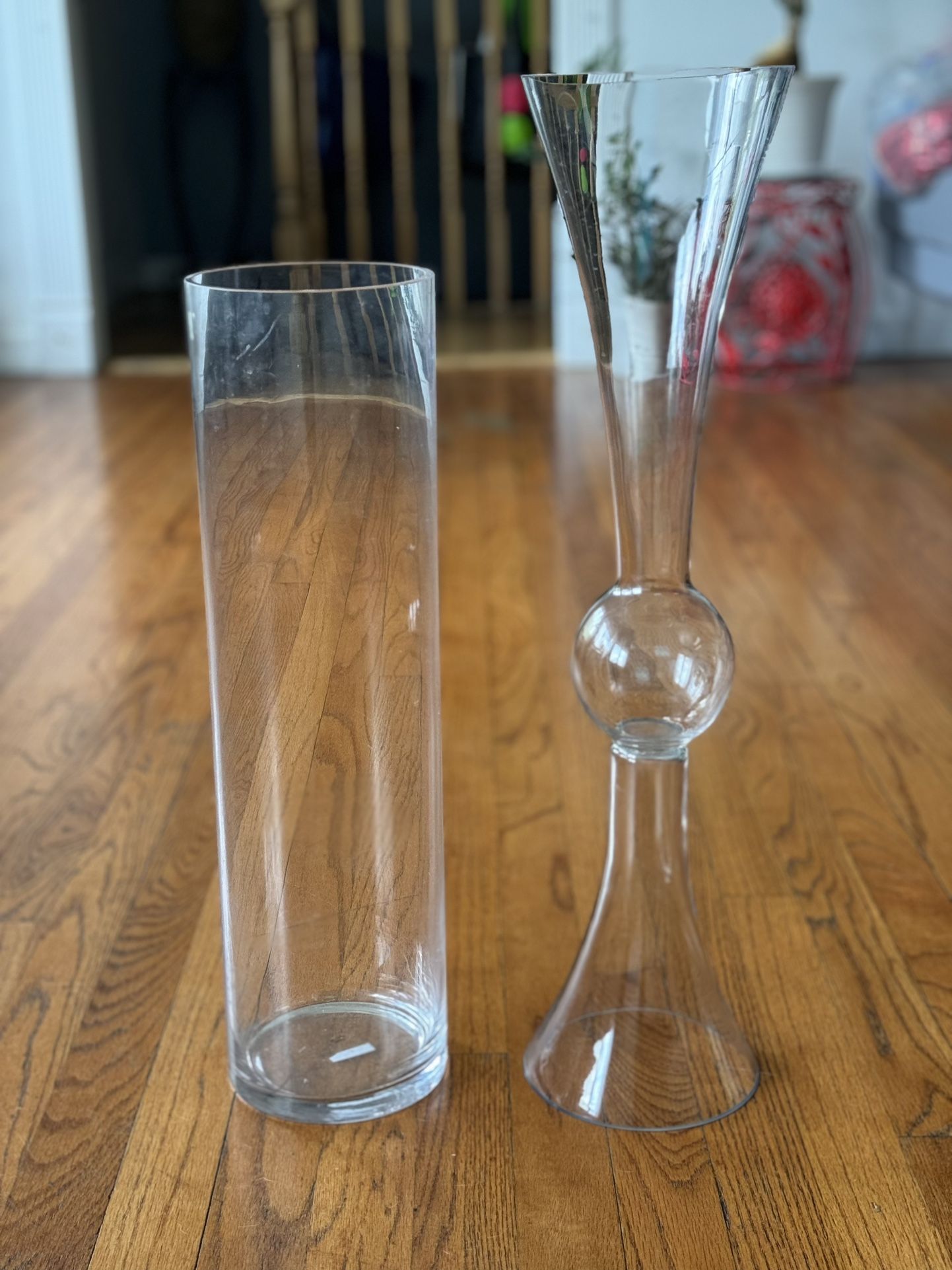 Trumpet vase & Cylinder Glass Vases