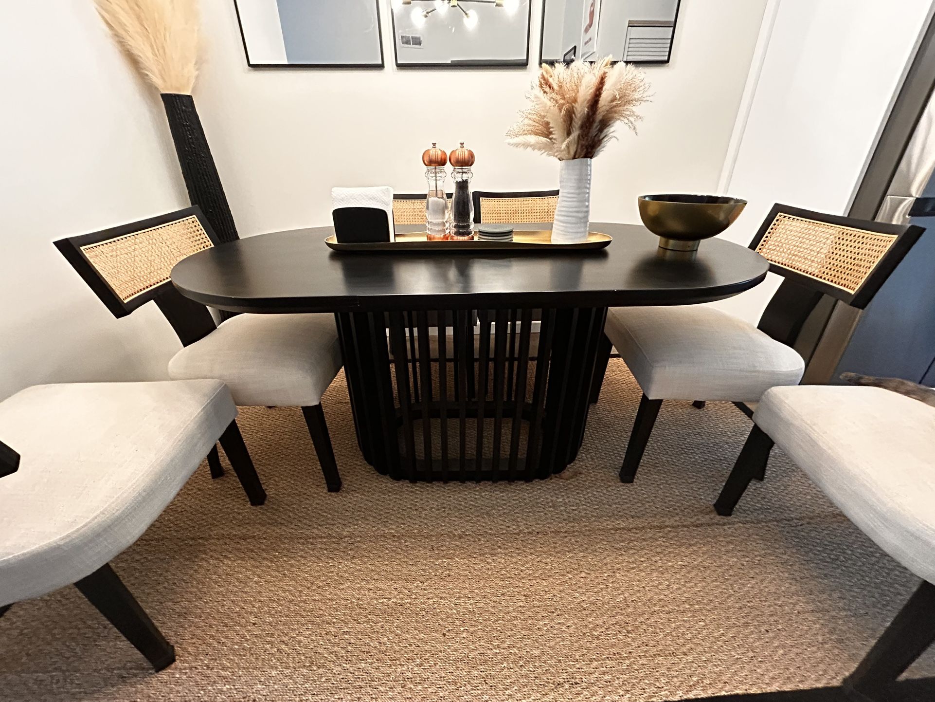 Solid Wood Black Modern Dining Table