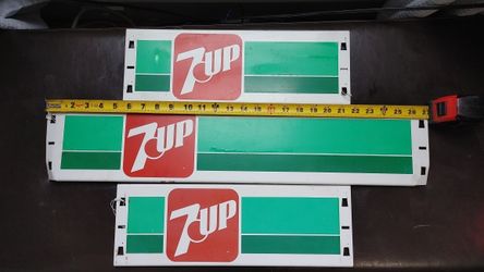 Vintage Metal / Aluminum 1950s- 1960s 7UP Advertisement Cooler Vending Machine  Sign  - 3 SIGN Lot