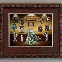 2009 Garret Webb Disney Haunted Museum Enamel Pin Frame Set