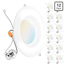 12 Pack 5/6 Inch Smooth LED Retrofit Downlight, 965 Lumens, 2700K Soft White, 13W Dimmable, Damp Rated, Bedroom Living Room Bathroom, 120V - UL, FCC, 