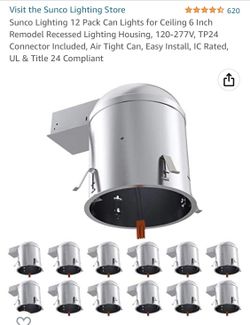 12 Pack - Sunco 6 Inch Remodel Recessed Lighting Housing