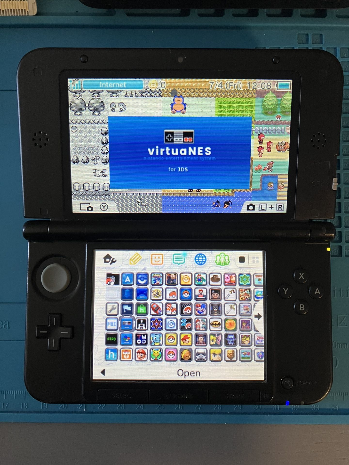 Nintendo Blue 3DS XL With Pokemon Bank, Pokemon DS, Stylus, 64 GB SD Card