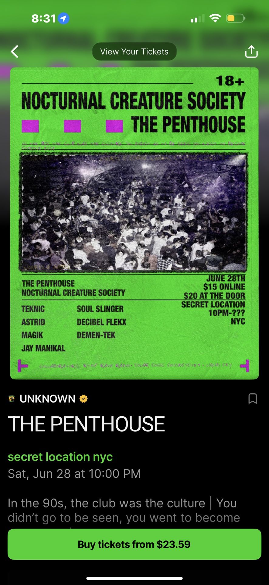 Selling A Ticket To A Rave CALL THE PENTHOUSE