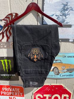 JNCO Jeans Crown Pocket Baggy Skater Hip Hop Street Black Y2K Size 34x30