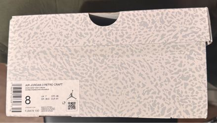 NIKE AIR JORDAN 3 RETRO CRAFT/ IVORY MEN SIZE 8
