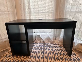 Black desk with shelves