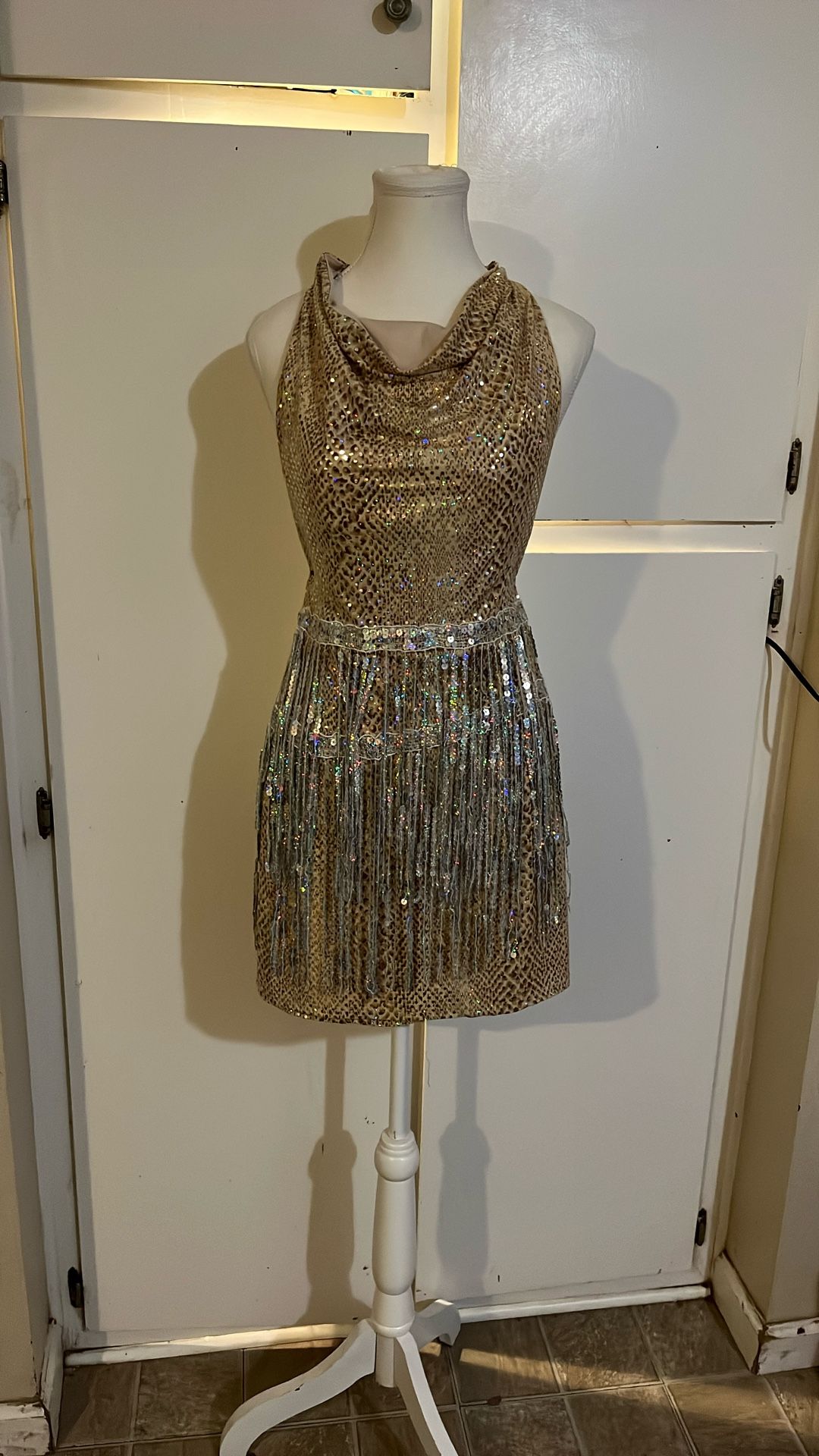 Dancer  Showgirl, Cow Girl  Cheetah Print Sequin  Dress