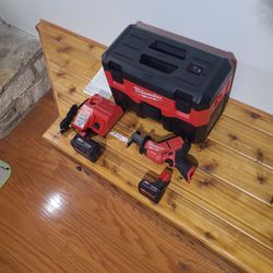 Milwaukee M18 Wet/Dry Vacuum, M12 'Fuel' Hackzall, Batteries, Charger