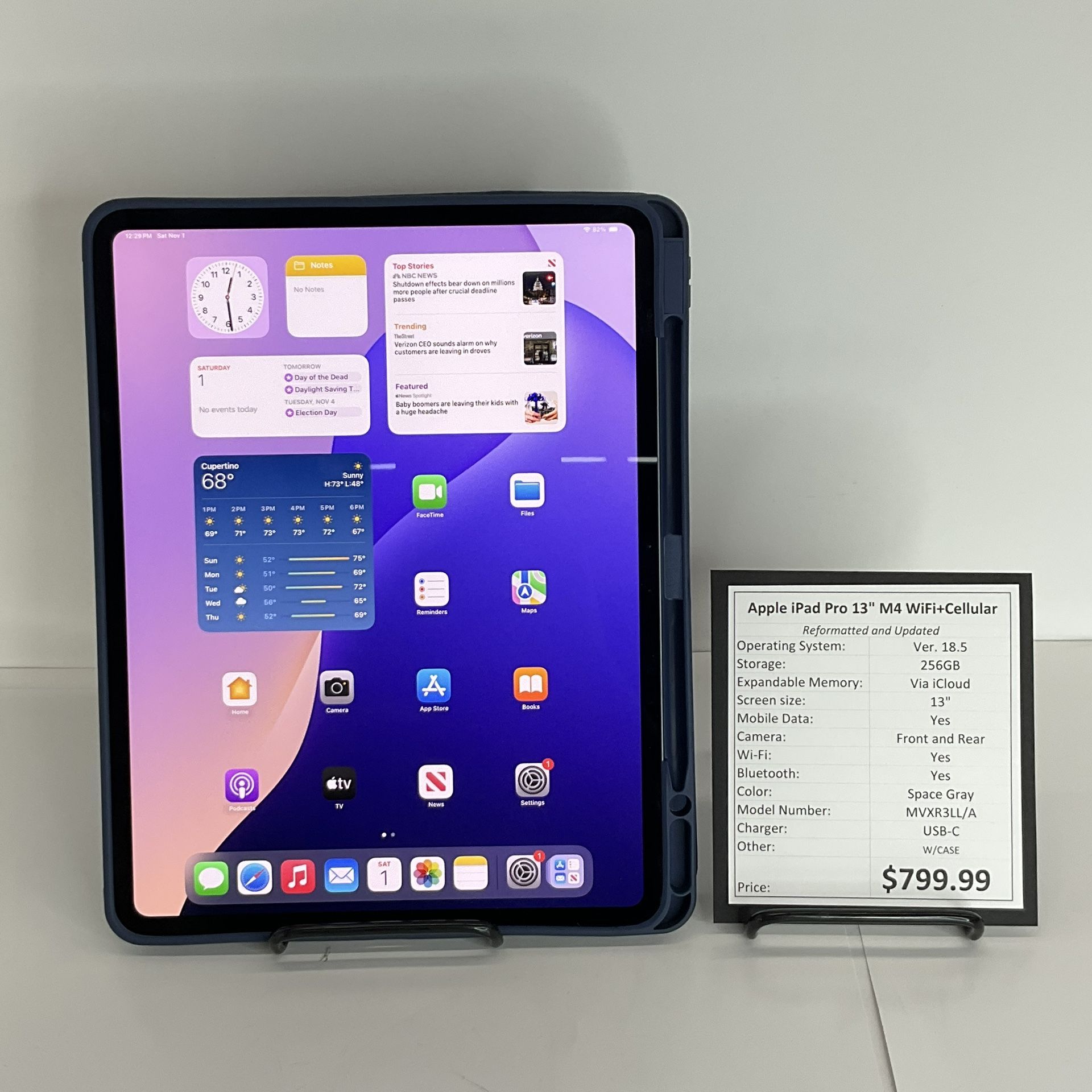 13” iPad Pro M4 Tablet - 256GB [Wi-Fi+Verizon 5G] Space Gray