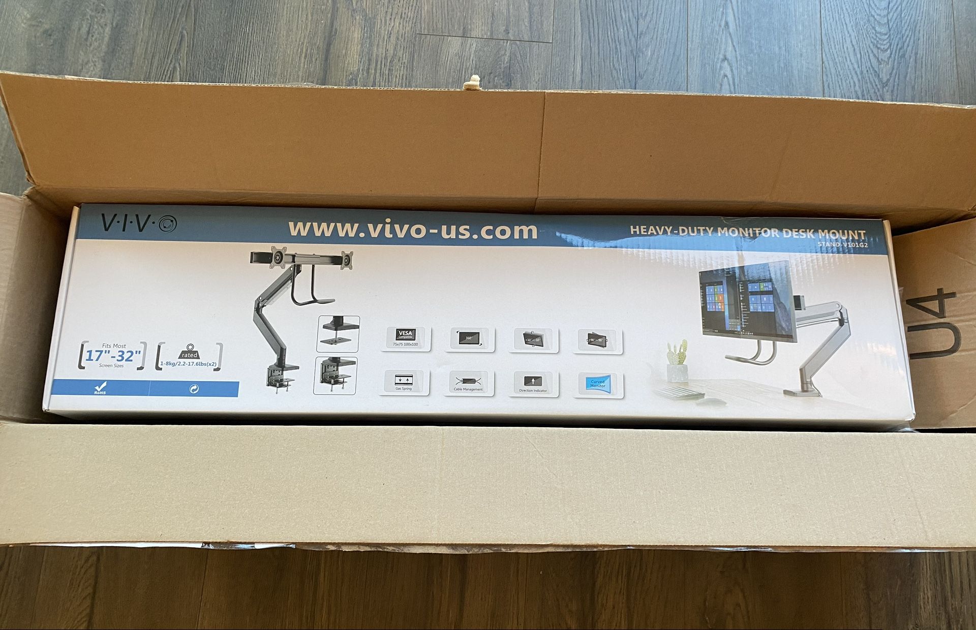 VIVO Single-Arm Dual Monitor Pneumatic VESA Mount