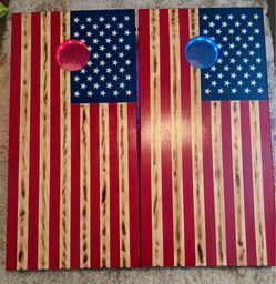 Custom American Flag Corn hole Set with lights