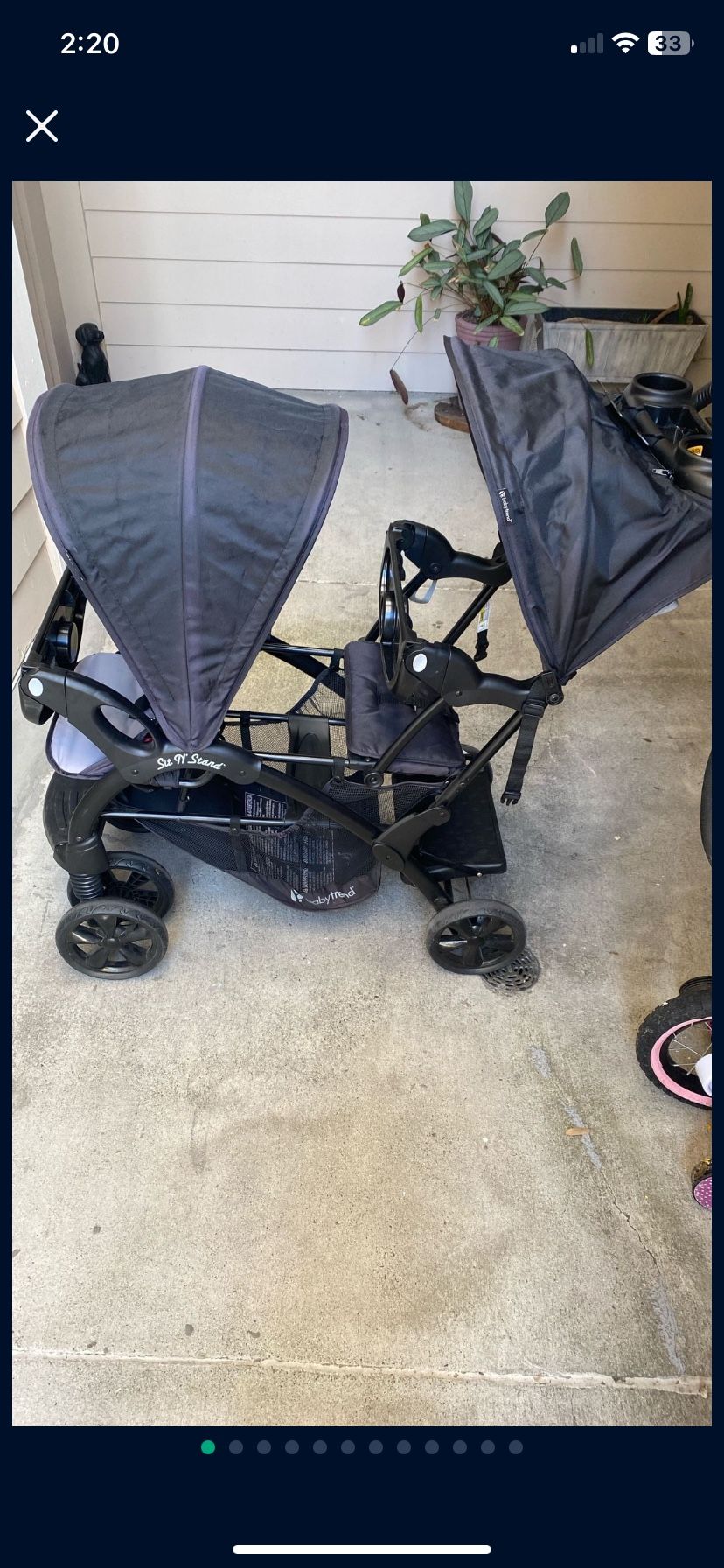 Baby Trend DOUBLE Sit And stand Stroller GREAT CLEAN condition TODDLER STROLLER