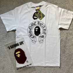 White BAPE x Chrome Hearts Tee Shirt Size S
