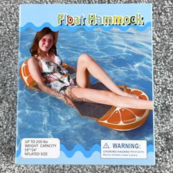 Floating Pool Hammock Orange Design with Mesh Center 59" x 24" Up to 250 LBS Capacity New!