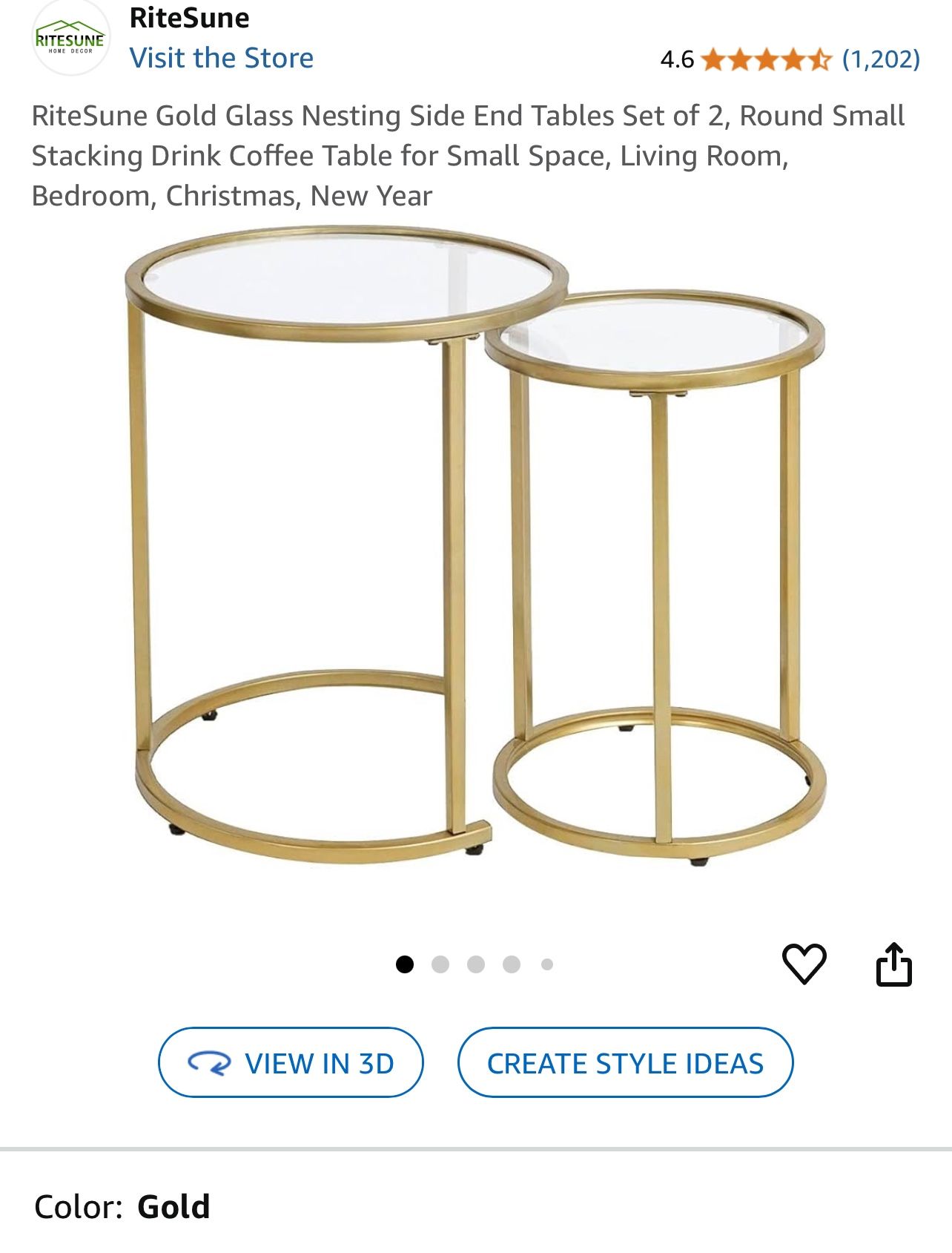 Gold Glass Stacking End Tables Set Of 2