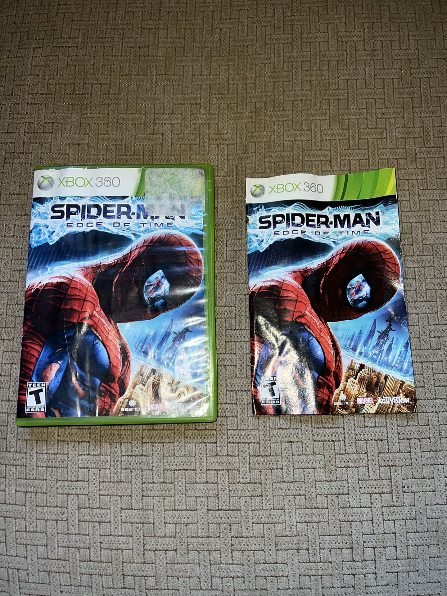 Spiderman Edge Of Time For Xbox 360 (CASE AND MANUAL/ DMG)