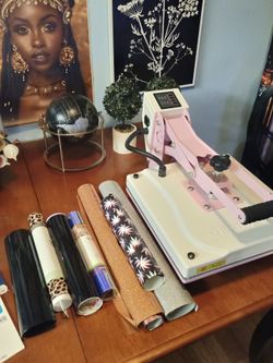 Pink Heat Press Machine with HTV Vinyl Rolls
