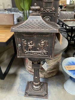 Assembled New Assembled New Mailbox Rustproof Cast Aluminum Locking Post Mount Mail Box Large Bronze