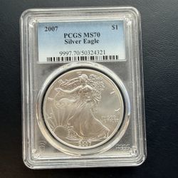 2007 American Silver Eagle MS70 PCGS Blue Label