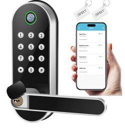 Keyless Entry Fingerprint Smart Lock with Handle & Keypad: Sifely Biometric Digital Electronic Lock with Code, Electric Deadbolt Door Knob for Front