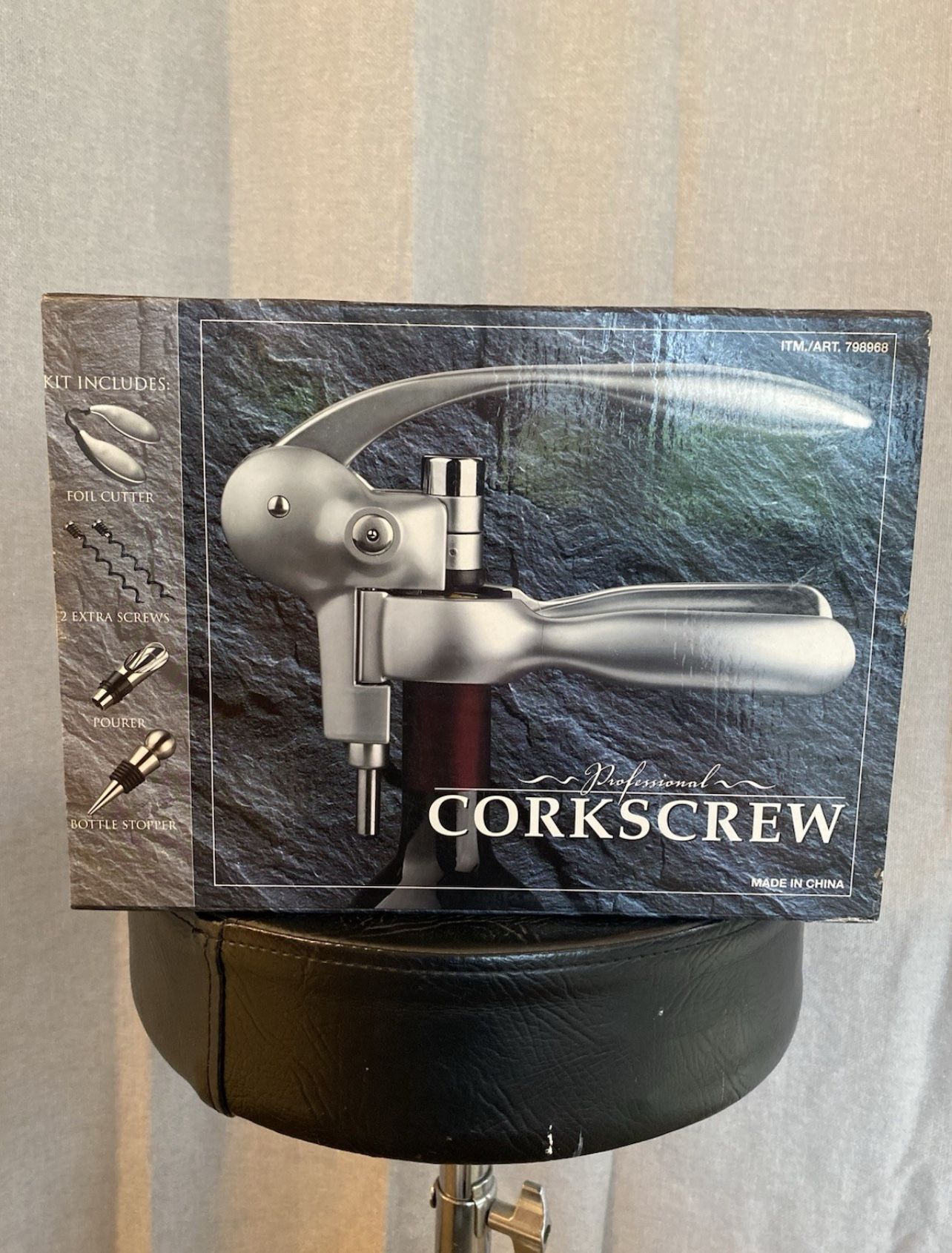 Professional Corkscrew 4pc Set - Costco Ergonomic Wine Opener Kit Foil Cutter