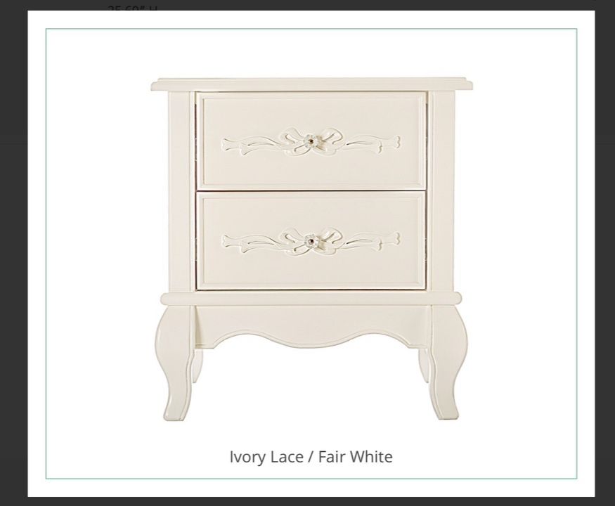Evolur Aurora Nightstand in Ivory Lace