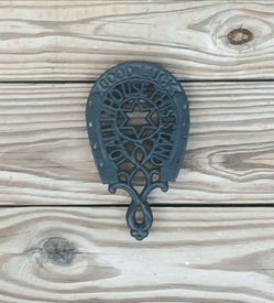 Vintage Wilton Good Luck Cast Iron Trivet