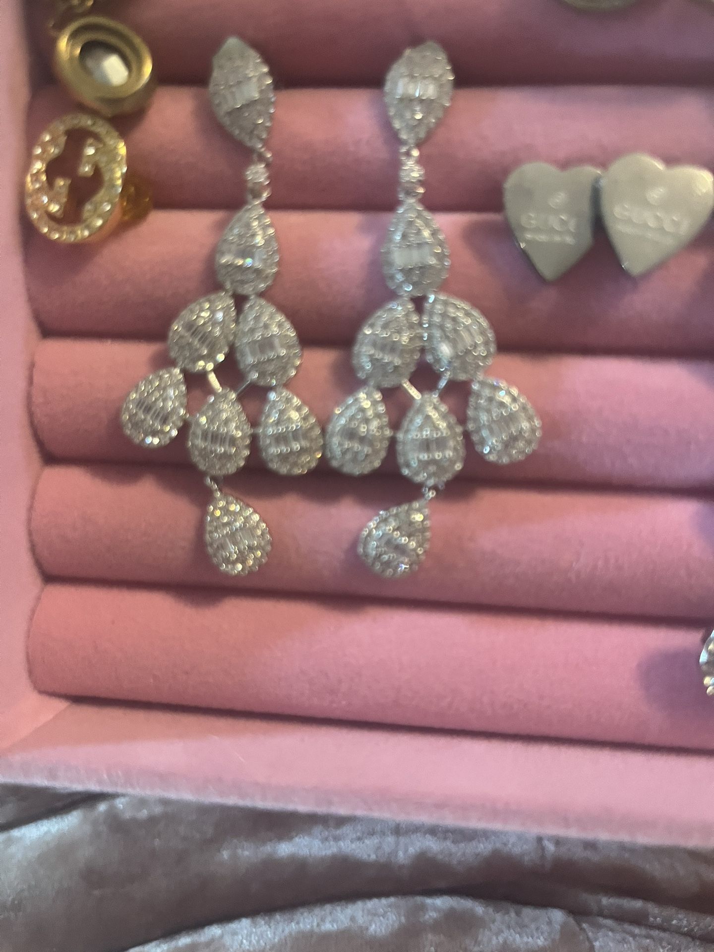 Lab Created Diamond Dangle Earrings 925 Passes Diamond Tester