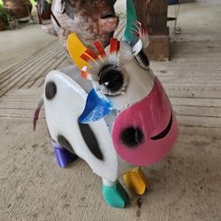 Metal Cow Yard Art. $45 each. Planters, Plants, Pottery, Talavera, Clay Pots.