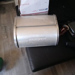 Kromex Bread Box Aluminum Body Slid Open Lid W Vents