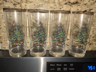 Spode Christmas Tree Set Of Four Highball Glasses Pre-owned