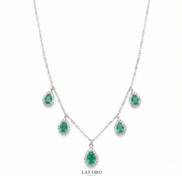 18K Gold 2.01 Ctw Emerald 0.85 Ctw Diamond Necklace (Includes Jewelry Box)