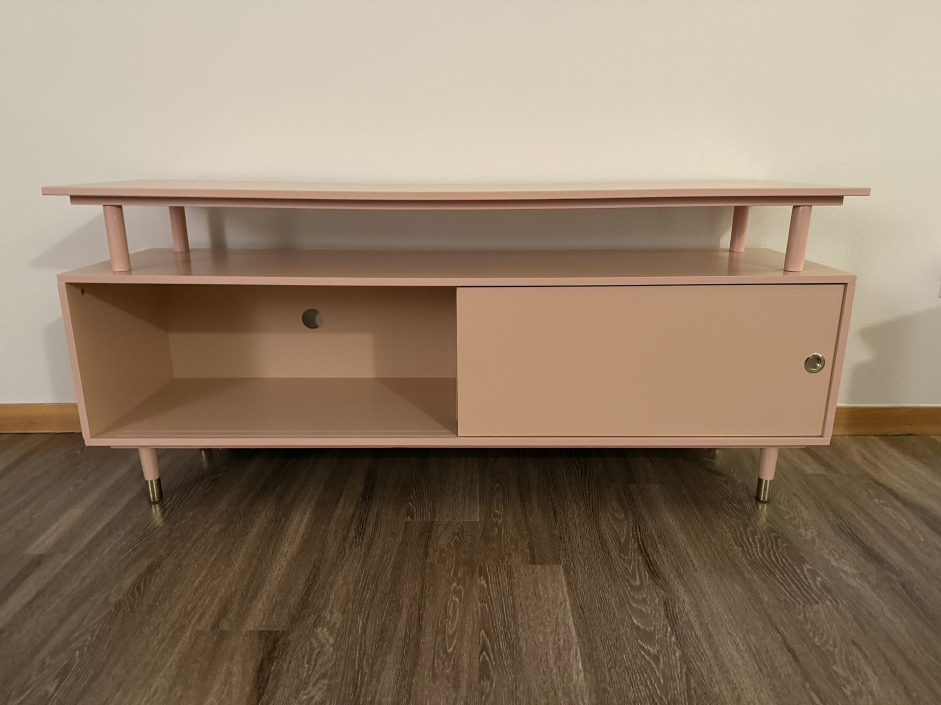 Everly Quinn Camille TV Stand Blush Pink/Gold