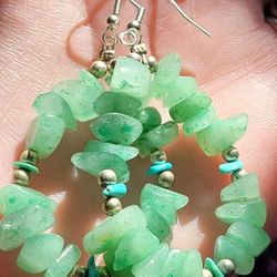 Turquoise Aventurine And Silver Teardrop Earrings