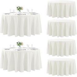 Fokitut 6 Pack Round Tablecloth, 120 Inch, Stain Resistant and Wrinkle Polyester Table Cloth, Fabric Table Cover for Kitchen Dining, Wedding, Party, H