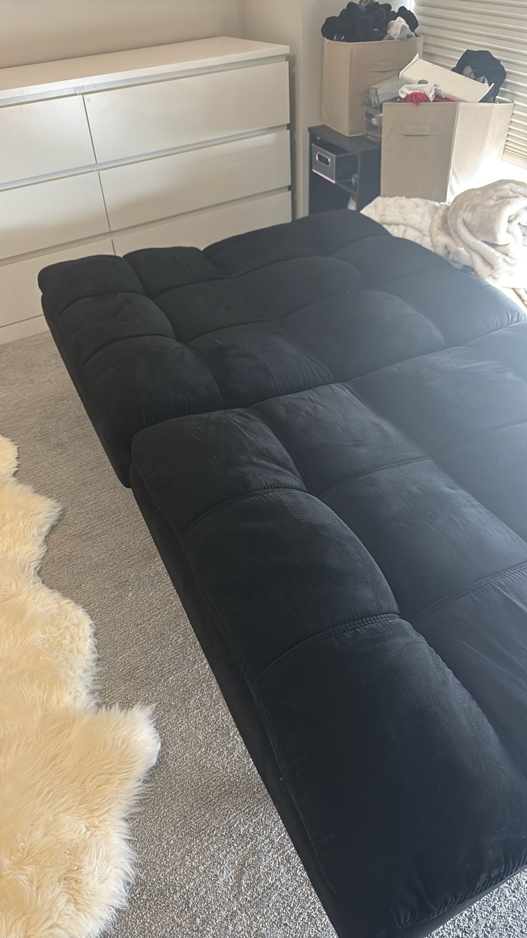 Black Adjustable Futon Suede