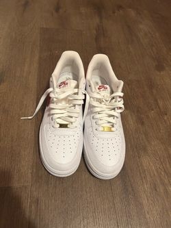 Nike Air Force 1 Low White Red Sneakers Worn Once, Size 10.5
