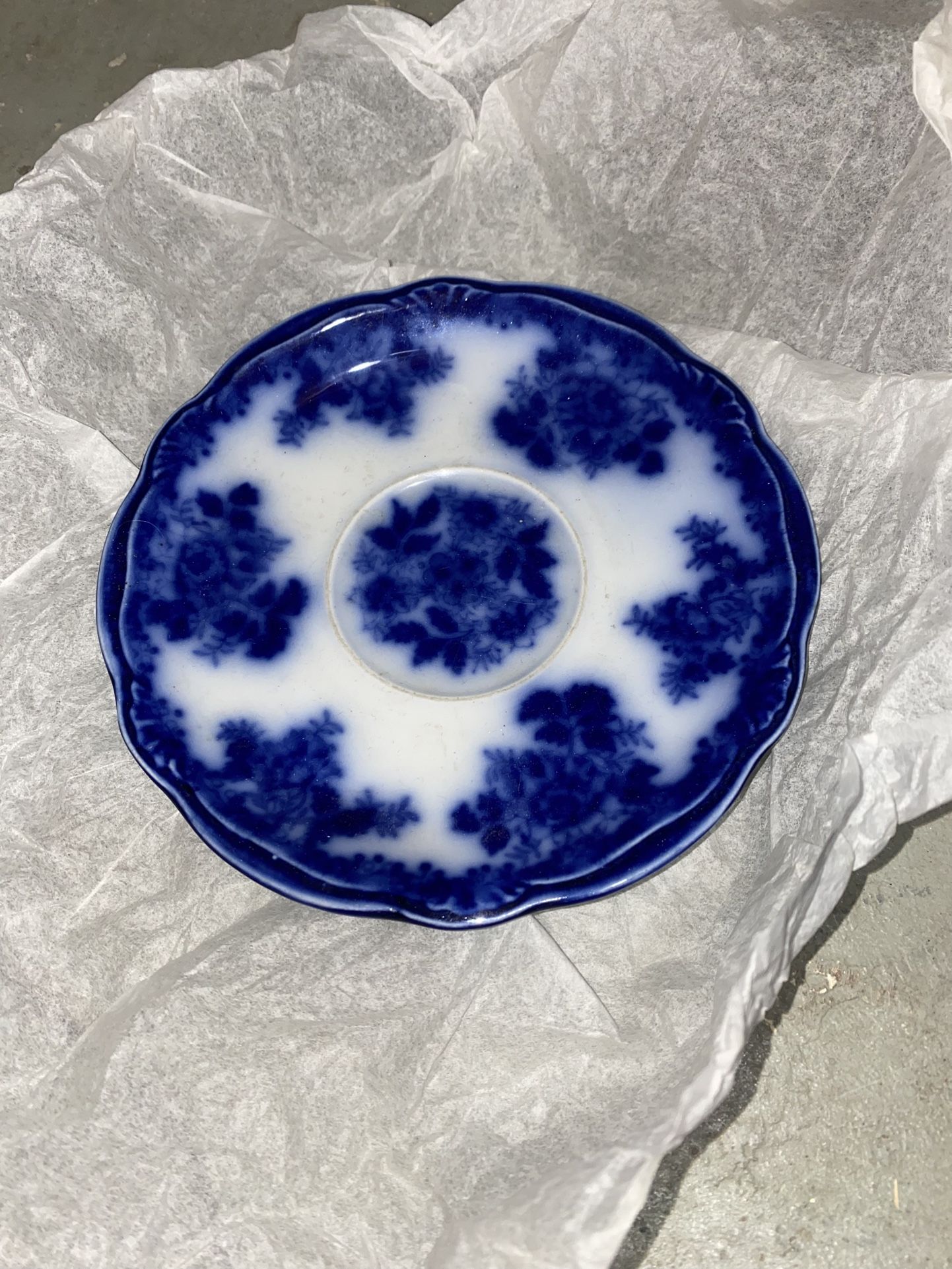 Antique vintage deep flow Blue Waldorf transfer saucer fine china plate 