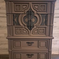 Refinished 5 Drawer Tallboy Dresser By Bassett Furniture 